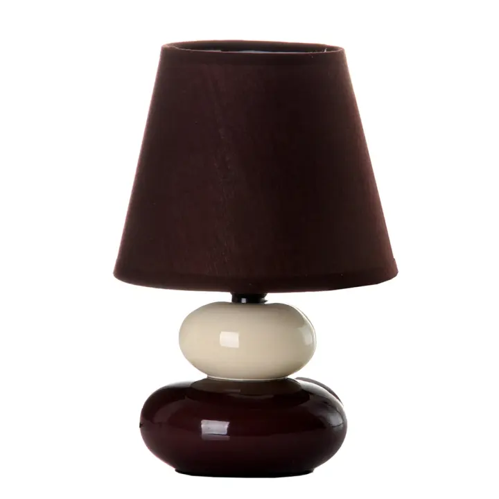PLUSHOME - Lámparas de Cerámica Decorativas: PIEDRAS Crema-Marrón, Plata-Negro y Plata-Blanco, Tamaño 15x15x23 cm - 1