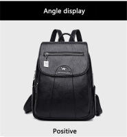 Mochila Para Mujer 2022 Nueva De Cuero Suave De Alta Calidad Banda De Hombro Arco Gran Capacidad Para Viajes Y Escuela Color Negro - details 16