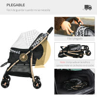PawHut Cochecito para Perros Plegable Carrito para Mascotas con 2 Puertas Ventana de Malla Cesta de Almacenamiento Cuerda de Seguridad y Cojín 80x44,5x97 cm Negro - details 4