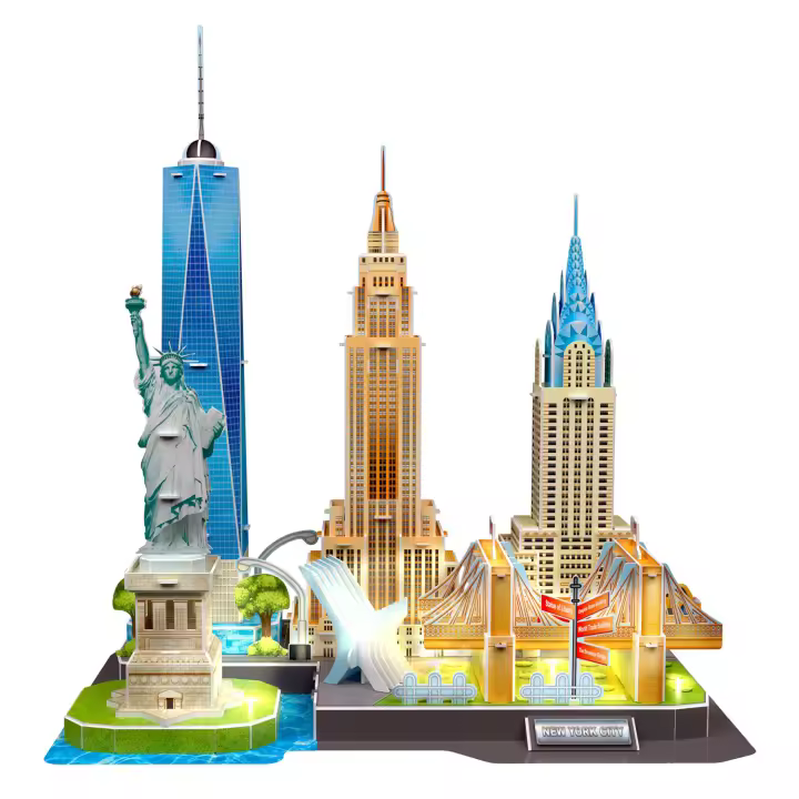 DAM. Puzle 3D de cartón de la ciudad de Nueva York con luces LED. 101 piezas. 35x22x39cm. - 1