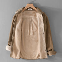 Camisa De Algodón De Corduroy Para Hombres Diseñadora Italiana Calidad Superior Moda Otoño Invierno Talla Grande Cuello Cuadrado Estilo Casual - details 4