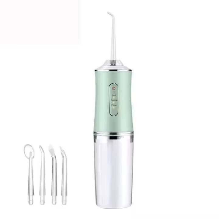 Irrigador Oral Portátil Flosser De Agua Dental Recargable USB Con 4 Tiras De Jetable 220ml 3 Modos IPX7 1400rpm Para Adultos - 1