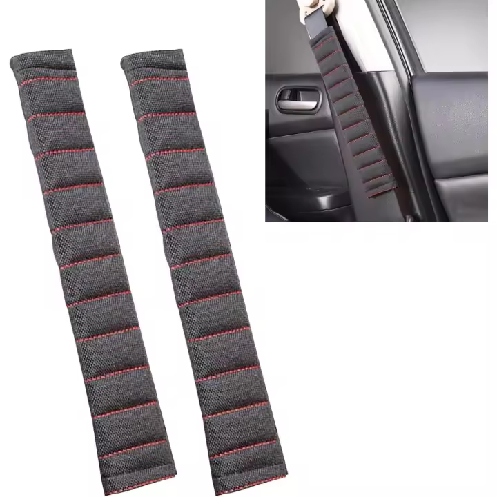 almohadillas para cinturón de seguridad Juttzzei, 10,6 pulgadas/27 cm, funda cómoda para cinturón de seguridad de coche, fundas de lino mejoradas para cinturón de seguridad para niños y adultos - 1