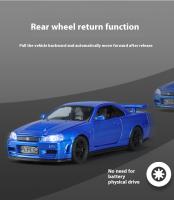 Modelo De Coche Deportivo GTR34 De 1:32 En Aleación De Metal Con Absorci\u00f3n De Choque De Cuatro Ruedas Luces Y Sonido Geniales Decoraciones De Escritorio - details 8