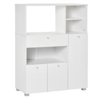 HOMCOM Aparador Auxiliar para Microondas Alacena Buffet de Cocina con 2 Armarios de Puertas 1 Cajón y Estantes de Almacenamiento 90x40x120 cm Blanco - details 0
