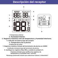 Termómetro Digital Para Piscina Sensor Flotante Inalámbrico Visibilidad 360° Termómetro Para Baños Calientes Piscinas Estanques Medición De Temperatura 70°C-99°C - details 3