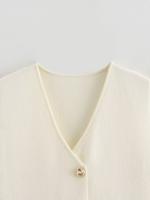 Conjunto De Vestido Para Mujer Estilo Británico Con Botones Metálicos Y Volante Hasta El Tobillo Traje De Invierno Elegante Y Temperamental - details 14