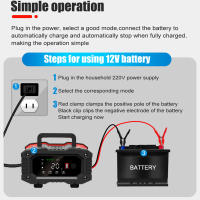 Cargador Inteligente De Batería De Coche Y Motocicleta 12V/24V 20A/10A Para Baterías De Litio AGM GEL Plomo-Acidez LiFePO4 ABS Reparación Función - details 7
