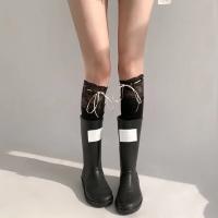 Medias Largas De Veludo Con Encaje Blanco Y Cinta Para Mujer Estilo Lolita Calf Socks Lindas Y Dulces Medias De Pierna Media - details 14