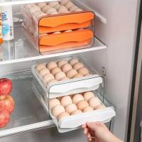 Caja De Almacenamiento Para Huevos Con Rodillo Automático Organizador De Cocina Para Huevos Doble Capa Cajón Tipo Refrigerador - details 1