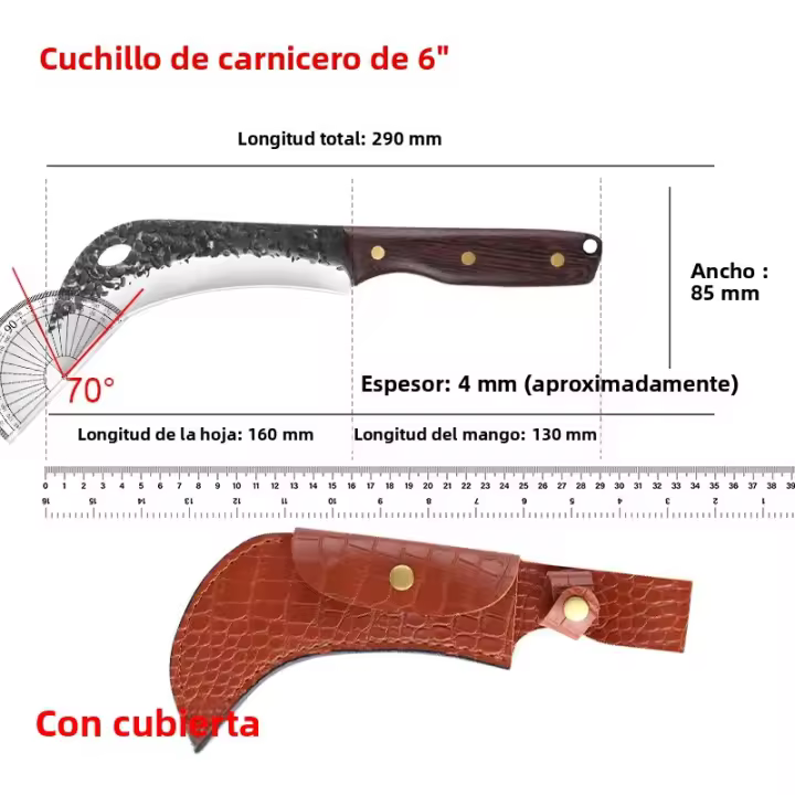Cuchillo De Fruta Para Banano Y Durazno Cuchillo De Cocina De Acero Inoxidable Forjado Con Mango De Madera Herramienta De Cocina Chef - 1
