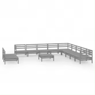 VIDAXL 3083151 conjunto de muebles de exterior 12 piezas de madera palet de pino color gris - 1