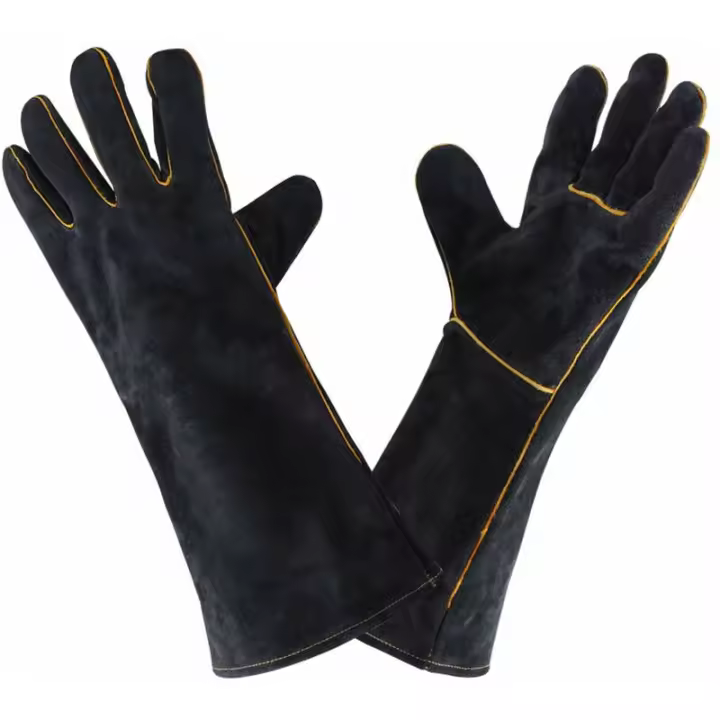 - Guantes de soldador de cuero de 932 °F, guantes de soldadura de cocina de alta temperatura para el trabajo, barbacoa, horno, jardinería, 40 cm - 1