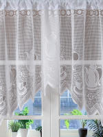 Cortina Francesa Blanca De Encaje Decorativa Curva Sin Perforar Para Dormitorio Cocina Sala De Estar Cortinas Pequeñas - details 3