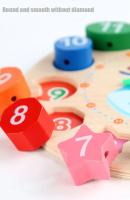 Juguetes Montessori De Madera Para Niños Puzzle De Formas Y Números Colores Sorting De Reloj Con Patrones De Pingüino Educación Temprana Aprendizaje Del Tiempo - details 5