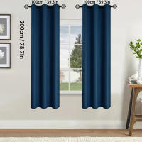 2pcs Cortinas Oscurecedoras De Sólido Negro 100% Para Dormitorio Y Sala De Estar Protección UV Deslizamiento Fácil Y Diseño Estilizado - details 5