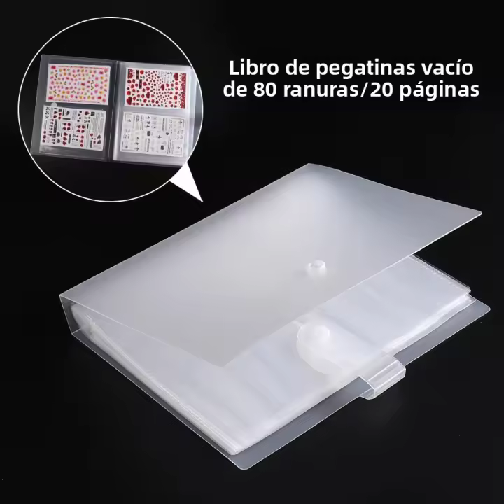 Libro De Almacenamiento Para Uñas Con 80 Ranuras Organizador De Decales Y Fotos Herramienta De Manicura Display Show Shelf - 1
