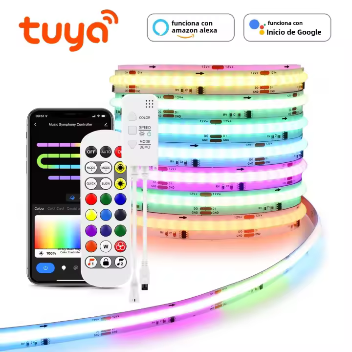 Tira De Luz LED COB Inteligente WiFi Tuya WS2811 IC RGBIC Para Juego Y Decoración De Habitación Alexa Google Home Lámpara Ambiente Neon - 1