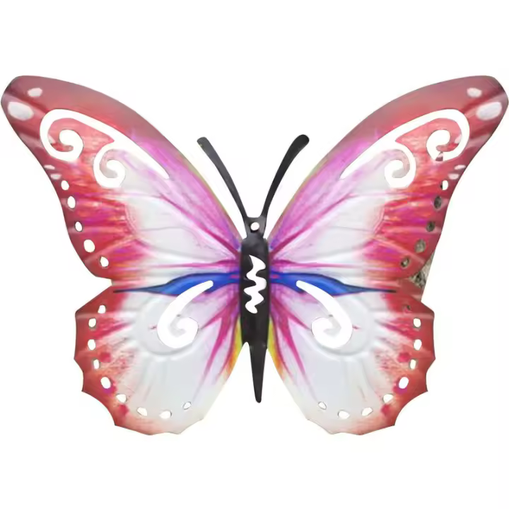 Jardín Mariposa Arte Jardín al aire libre Patio trasero Metal rojo Animal Decoración Regalo - 1