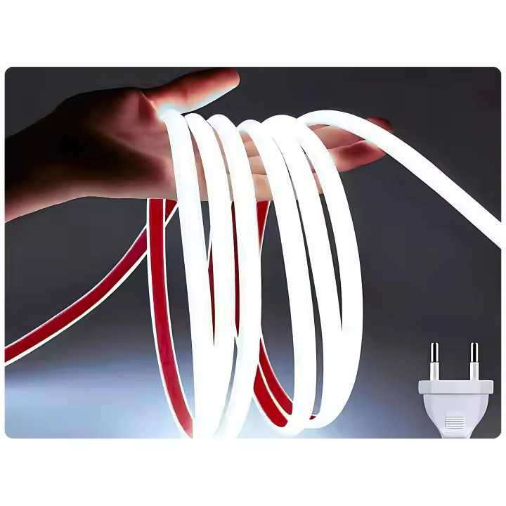 Tira LED COB 6500K Blanco Frío 296 LEDS/M (5 Metros) 220V Conexión directa EU sin transformador, IP65 resistente al agua, Uso Interior y Exterior, Para techos, salones, cocinas, baños, oficinas. - 1