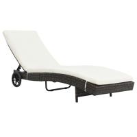 vidaXL Tumbonas con ruedas y cojines 2 unidades ratán sintético Marrón, Negro, Sillas de Exterior Ideal para jardín, playa, piscina, terraza Tumbona Piscina Tumbonas Playa Tumbonas Jardín Exterior - details 1