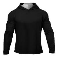 Camiseta De Manga Larga Para Hombre Con Capucha Estilo Fitness Tejido De Algodón Y Poliéster Corte Slim Para Gimnasio Y Bodybuilding - details 1