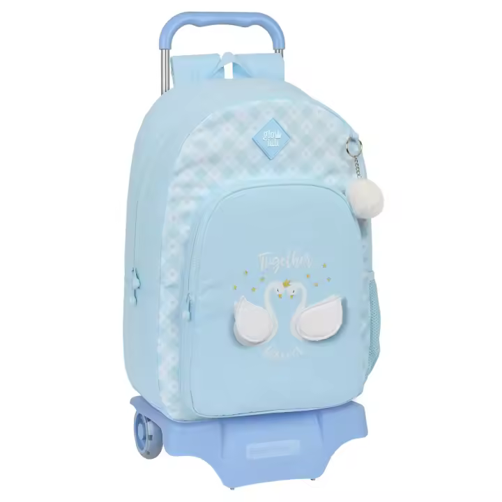 Mochila Escolar con Ruedas Glow Lab Cisnes Azul 30 x 46 x 14 cm - 1