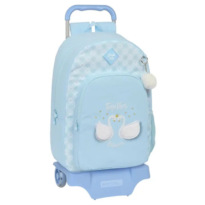 Mochila Escolar con Ruedas Glow Lab Cisnes Azul 30 x 46 x 14 cm - 1