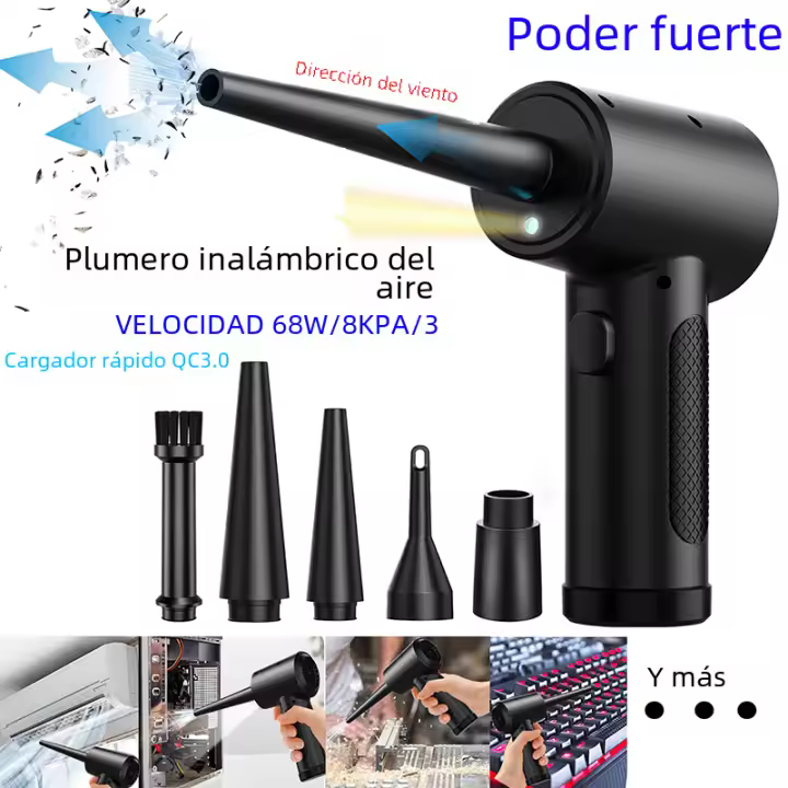 Soplador de Polvo Ajustable Inalámbrico 51000RPM Herramienta de Limpieza para Teclado de Ordenador Cámara de PC Mano - 1