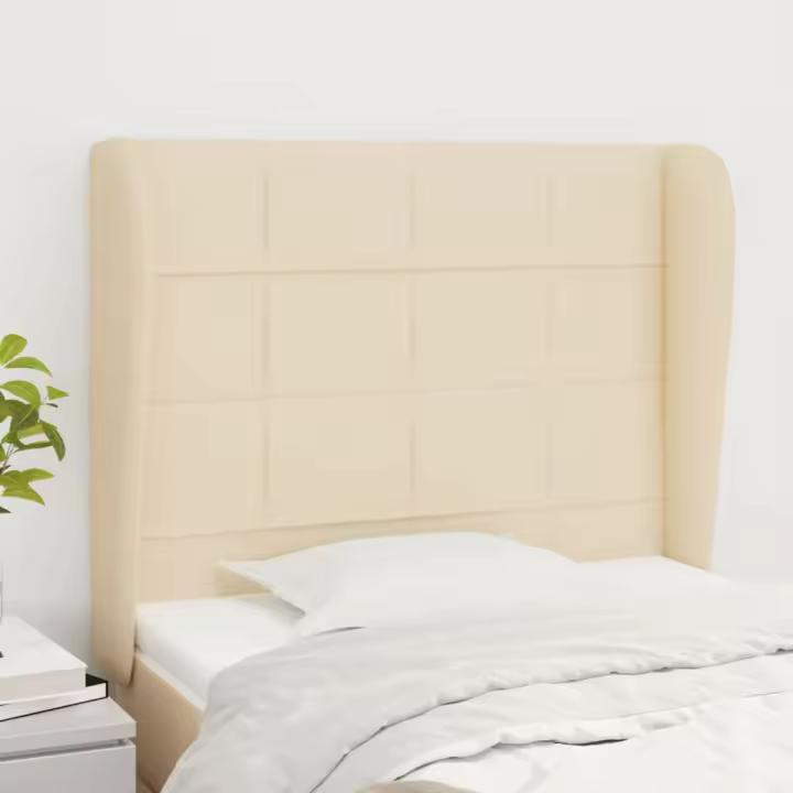 vidaXL Cabecero con orejas de tela color crema 93x23x118/128 cm - 1