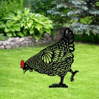 Estatua De Silueta De Pollo Vacío De 10 Pulgadas Arte De Jardín Decorativo De Hen Realista Adorno Para Exterior Material Plástico - details 6