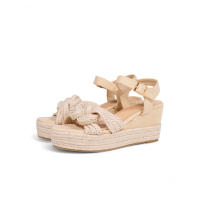 HLUNA - Sandalias de Cuña Beige y Camel Marrón con Plataforma de Esparto Detalle de trenzado de Esparto - Destalonadas con pulsera al tobillo - HT283 - details 6