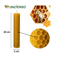 Vadeincienso - Lote de 12 Velas Cera de Abeja Española 100% Natural Hechas a Mano 2x20 cm para Meditación y Relajación - details 1