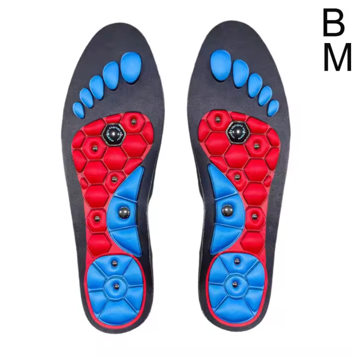 1 Par De Plantillas De Acupresión Para Pies High-end Para Hombres Y Mujeres Con Tecnología Magnética Ortopédica Y Gel Soporte Para Zapatos Absorbente De Sudor Y Antideslizante - 1
