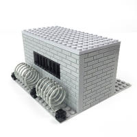 Bloques De Construcción DIY Con Alambre De Espinas Escena Militar Prisión Célula Pequeña Pieza Bloques De Plástico ABS Compatibles Con Lego Para Adultos - details 7