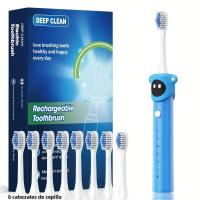 Cepillo De Dientes Eléctrico Para Niños Con Sonido Y Cabeza De Repuesto USB Recargable Automático Suave Impermeable Dibujos Animados Coloridos - details 1