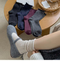 Calcetines De Lana Gruesos Para Mujer Estilo Retro Coloridos Casual Cálidos Para Otoño E Invierno Calcetines Sueltos De Alta Calidad Para Uso Diario - details 0