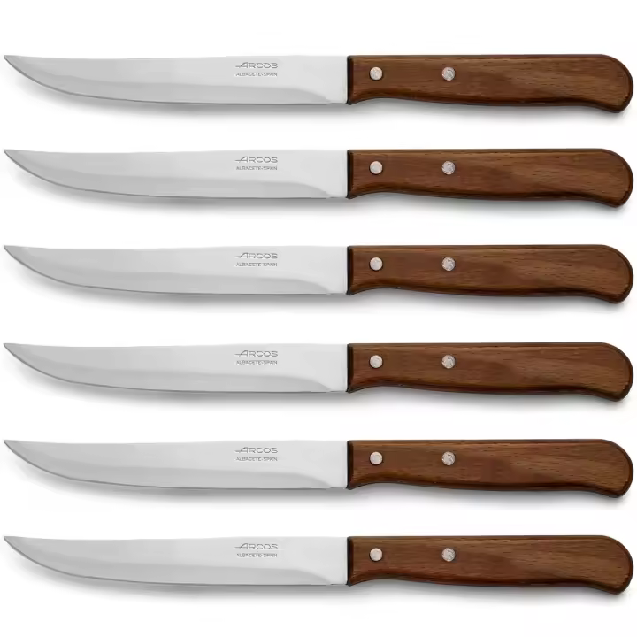 ARCOS Latina - Cuchillo de Cocina (130 mm) - 100600 - Hoja de Acero Inoxidable Nitrum® - Mango de Madera Comprimido - PACK 6 - 1