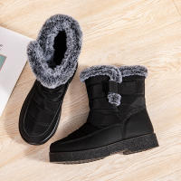 Botas De Invierno Para Mujer Talla Grande 44 Impermeables Con Peluche Grueso Botines De Nieve Con Correa De Ganchillo Y Plataforma Antideslizante - details 11