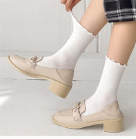 Calcetines De Mujer Estilo Coreano Nuevos De Color Sólido Kawaii Para Niñas Calcetines Transpirables De Alta Calidad Con Volante - details 0