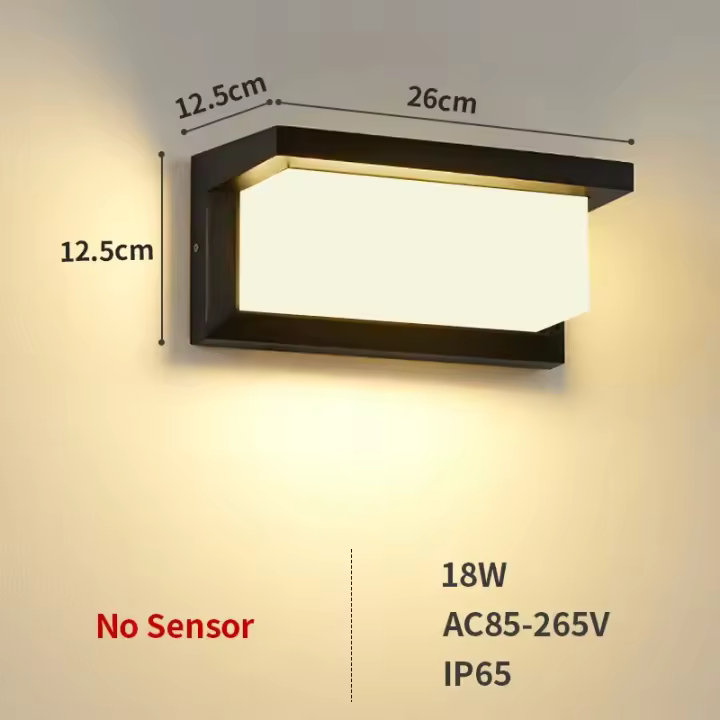 Lámpara LED de pared impermeable para exteriores, luz con Sensor de Radar IP65, montada en superficie para porche, balcón y jardín, candelabro de 12W, 18W y 30W - 1