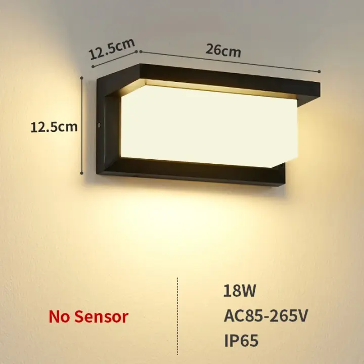 Lámpara LED de pared impermeable para exteriores, luz con Sensor de Radar IP65, montada en superficie para porche, balcón y jardín, candelabro de 12W, 18W y 30W - 1