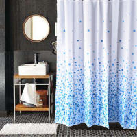 Cortina de Ducha de Baño de poliéster frío, impermeable, Cortina de Tela a prueba de Moho, Cortina Colgante para baño, Cortina de Puerta, Cortina de Puerta, Cortina divisor, Varilla telescope sin Perforaciones, para Duchas y Baños. - details 4