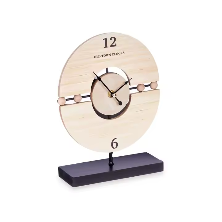 ARISE SHOP-Reloj sobremesa bolas peana,Reloj De Mesa Bolas Negro Metal Madera Mdf 20,5 X 26,5 X 7 Cm - 1
