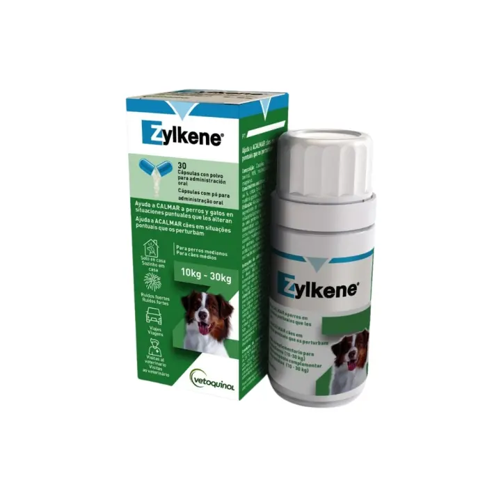 VETOQUINOL - Zylkene (225 mg) - Tranquilizante Natural para Perros de Raza Mediana & Grande (10-30 kg) (30 Cápsulas) - 1