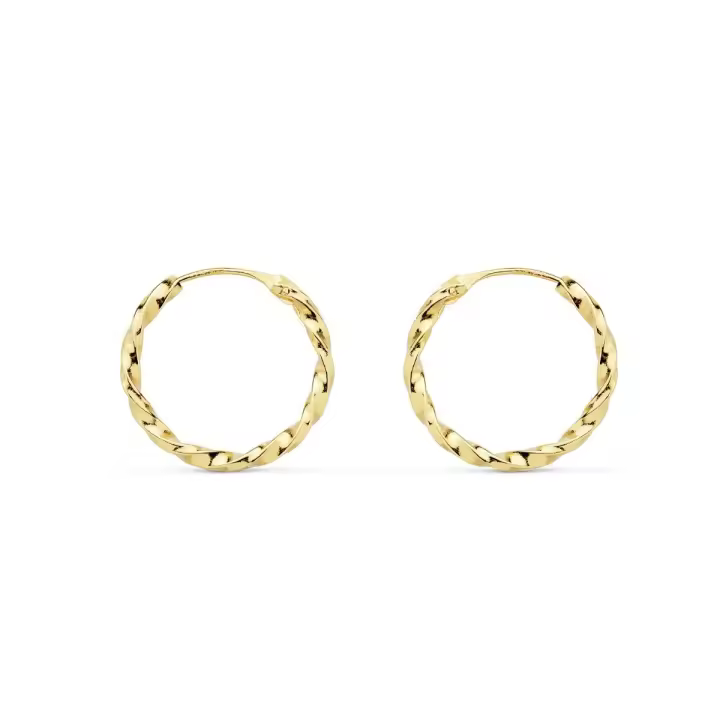 Pendientes Inmaculada Romero Oro 18k Aros Huecos Galloneados 16mm Mujer - 1