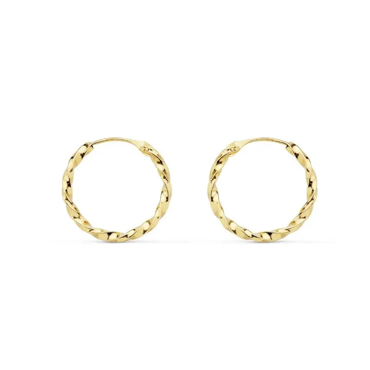 Pendientes Inmaculada Romero Oro 18k Aros Huecos Galloneados 16mm Mujer - 1