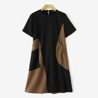ZANZEA Vestido Corto De Verano Para Mujer Estilo Coreano Colorblock Patchwork Con Bolsillos Grandes Y Manga Corta Moda Casual Vacaciones - details 8