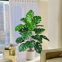 Arbusto De Monstera Artificial 70-100cm Hojas De Tortuga Verdes Plástico Simulación Alta Para Decoración De Jardín Oficina Interior - details 4