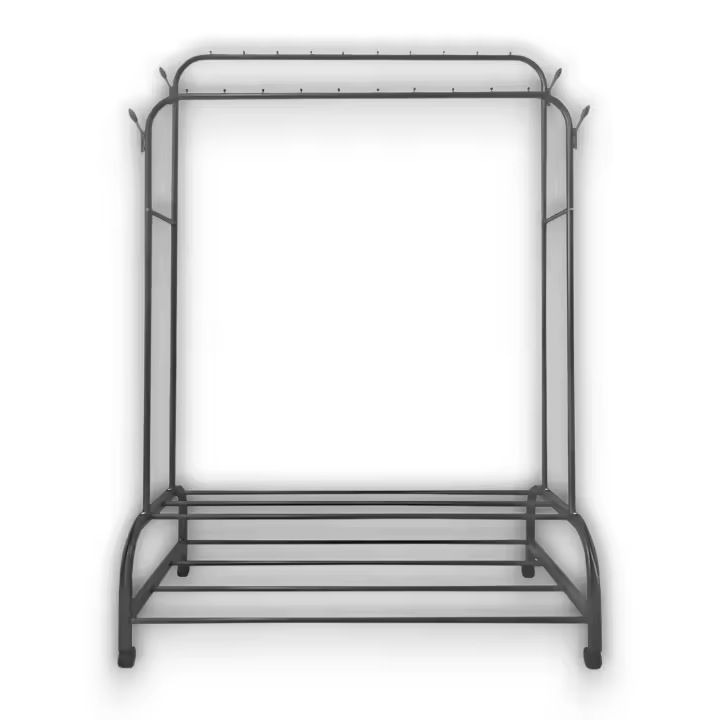 Perchero Metálico Doble - Perchero Tipo Burro Metálico - Dimensiones 110x55x160cm - Perchero Fijo Sin Ruedas - Doble Nivel para Zapatos y Botas - Alta Resistencia y Calidad - Ideal para la Habitación - EMIPRO. - 1